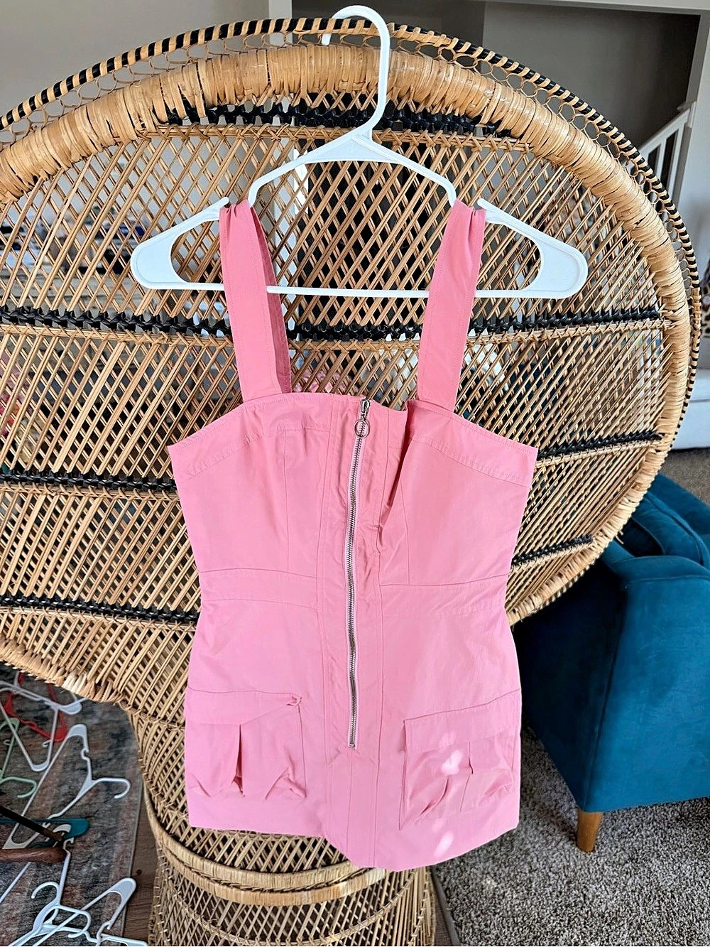 Amanda Uprichard Pink Zip-Front Romper